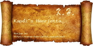 Kapás Henrietta névjegykártya